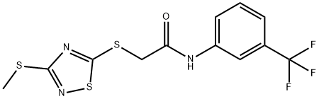 2-[(3-methylsulfanyl-1,2,4-thiadiazol-5-yl)sulfanyl]-N-[3-(trifluoromethyl)phenyl]acetamide Struktur