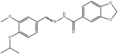 N-[(E)-(3-methoxy-4-propan-2-yloxyphenyl)methylideneamino]-1,3-benzodioxole-5-carboxamide Struktur