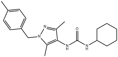 1-cyclohexyl-3-[3,5-dimethyl-1-[(4-methylphenyl)methyl]pyrazol-4-yl]urea Struktur