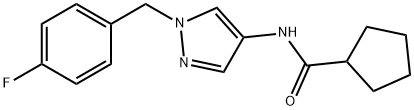 N-[1-[(4-fluorophenyl)methyl]pyrazol-4-yl]cyclopentanecarboxamide Struktur