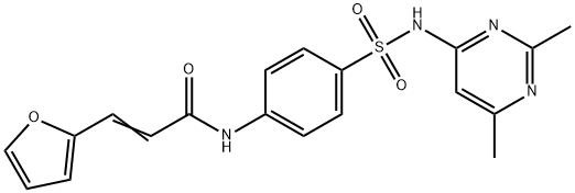 (E)-N-[4-[(2,6-dimethylpyrimidin-4-yl)sulfamoyl]phenyl]-3-(furan-2-yl)prop-2-enamide Struktur