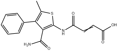 (E)-4-[(3-carbamoyl-5-methyl-4-phenylthiophen-2-yl)amino]-4-oxobut-2-enoic acid Struktur