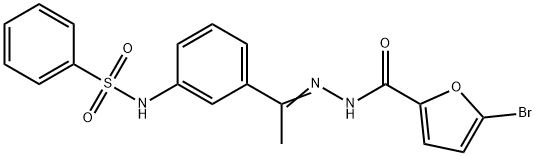 N-[(E)-1-[3-(benzenesulfonamido)phenyl]ethylideneamino]-5-bromofuran-2-carboxamide Struktur