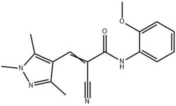 (E)-2-cyano-N-(2-methoxyphenyl)-3-(1,3,5-trimethylpyrazol-4-yl)prop-2-enamide Struktur