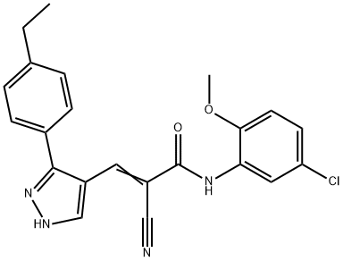 (Z)-N-(5-chloro-2-methoxyphenyl)-2-cyano-3-[5-(4-ethylphenyl)-1H-pyrazol-4-yl]prop-2-enamide Struktur