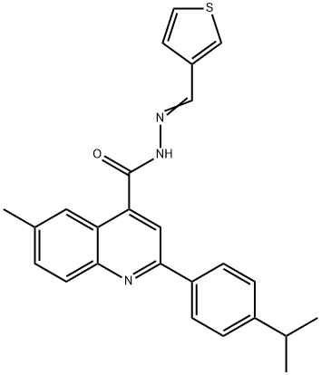 6-methyl-2-(4-propan-2-ylphenyl)-N-[(E)-thiophen-3-ylmethylideneamino]quinoline-4-carboxamide Struktur