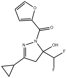 [3-cyclopropyl-5-(difluoromethyl)-5-hydroxy-4H-pyrazol-1-yl]-(furan-2-yl)methanone Struktur