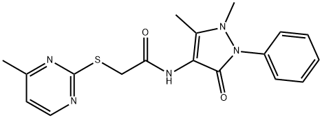 N-(1,5-dimethyl-3-oxo-2-phenylpyrazol-4-yl)-2-(4-methylpyrimidin-2-yl)sulfanylacetamide Struktur