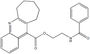 2-benzamidoethyl 7,8,9,10-tetrahydro-6H-cyclohepta[b]quinoline-11-carboxylate Struktur