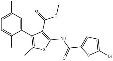 methyl 2-[(5-bromothiophene-2-carbonyl)amino]-4-(2,5-dimethylphenyl)-5-methylthiophene-3-carboxylate Struktur