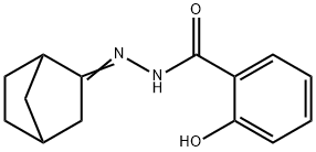 N-[(E)-3-bicyclo[2.2.1]heptanylideneamino]-2-hydroxybenzamide Struktur