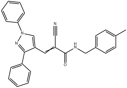 (Z)-2-cyano-3-(1,3-diphenylpyrazol-4-yl)-N-[(4-methylphenyl)methyl]prop-2-enamide Struktur