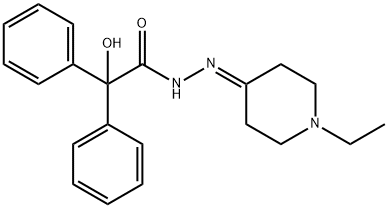 N-[(1-ethylpiperidin-4-ylidene)amino]-2-hydroxy-2,2-diphenylacetamide Struktur