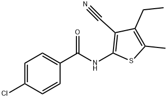 4-chloro-N-(3-cyano-4-ethyl-5-methylthiophen-2-yl)benzamide Struktur