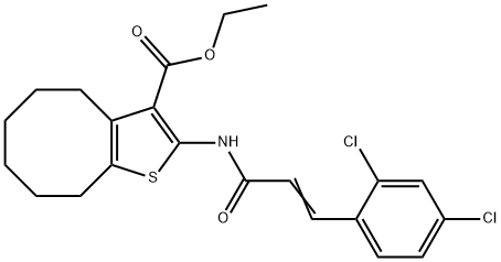 ethyl 2-[[(E)-3-(2,4-dichlorophenyl)prop-2-enoyl]amino]-4,5,6,7,8,9-hexahydrocycloocta[b]thiophene-3-carboxylate Struktur