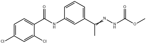 methyl N-[(Z)-1-[3-[(2,4-dichlorobenzoyl)amino]phenyl]ethylideneamino]carbamate Struktur