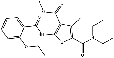 methyl 5-(diethylcarbamoyl)-2-[(2-ethoxybenzoyl)amino]-4-methylthiophene-3-carboxylate Struktur