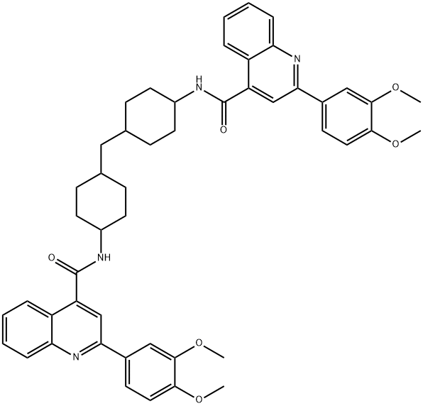 2-(3,4-dimethoxyphenyl)-N-[4-[[4-[[2-(3,4-dimethoxyphenyl)quinoline-4-carbonyl]amino]cyclohexyl]methyl]cyclohexyl]quinoline-4-carboxamide Struktur