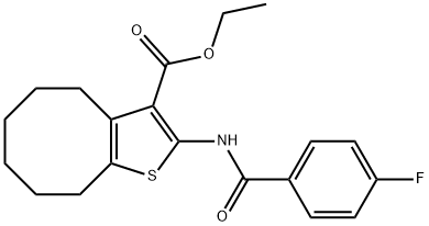 ethyl 2-[(4-fluorobenzoyl)amino]-4,5,6,7,8,9-hexahydrocycloocta[b]thiophene-3-carboxylate Struktur