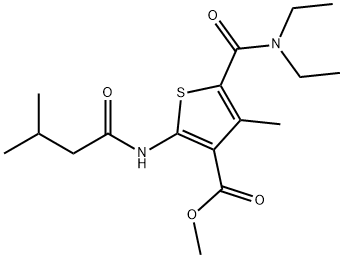 methyl 5-(diethylcarbamoyl)-4-methyl-2-(3-methylbutanoylamino)thiophene-3-carboxylate Struktur