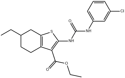 ethyl 2-[(3-chlorophenyl)carbamoylamino]-6-ethyl-4,5,6,7-tetrahydro-1-benzothiophene-3-carboxylate Struktur