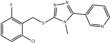 3-[5-[(2-chloro-6-fluorophenyl)methylsulfanyl]-4-methyl-1,2,4-triazol-3-yl]pyridine Struktur