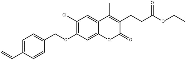 ethyl 3-[6-chloro-7-[(4-ethenylphenyl)methoxy]-4-methyl-2-oxochromen-3-yl]propanoate Struktur