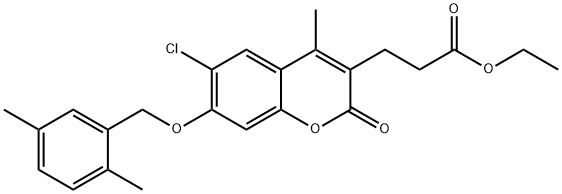 ethyl 3-[6-chloro-7-[(2,5-dimethylphenyl)methoxy]-4-methyl-2-oxochromen-3-yl]propanoate Struktur