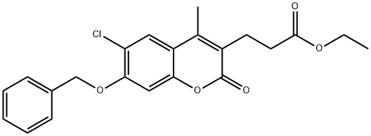 ethyl 3-(6-chloro-4-methyl-2-oxo-7-phenylmethoxychromen-3-yl)propanoate Struktur