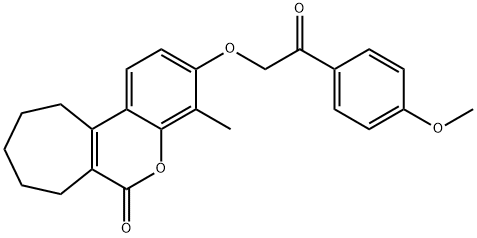 3-[2-(4-methoxyphenyl)-2-oxoethoxy]-4-methyl-8,9,10,11-tetrahydro-7H-cyclohepta[c]chromen-6-one Struktur