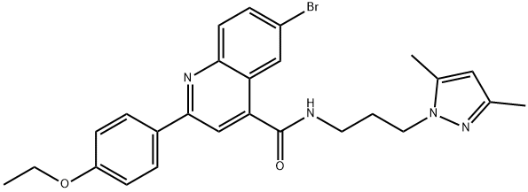 6-bromo-N-[3-(3,5-dimethylpyrazol-1-yl)propyl]-2-(4-ethoxyphenyl)quinoline-4-carboxamide Struktur