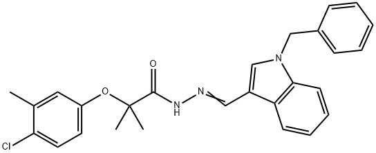 N-[(Z)-(1-benzylindol-3-yl)methylideneamino]-2-(4-chloro-3-methylphenoxy)-2-methylpropanamide Struktur