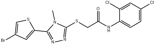 2-[[5-(4-bromothiophen-2-yl)-4-methyl-1,2,4-triazol-3-yl]sulfanyl]-N-(2,4-dichlorophenyl)acetamide Struktur