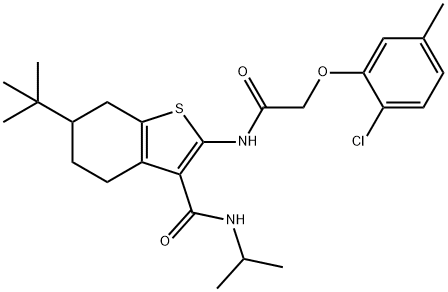 6-tert-butyl-2-[[2-(2-chloro-5-methylphenoxy)acetyl]amino]-N-propan-2-yl-4,5,6,7-tetrahydro-1-benzothiophene-3-carboxamide Struktur