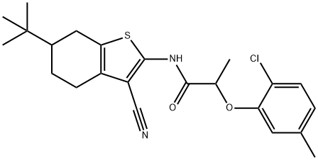 N-(6-tert-butyl-3-cyano-4,5,6,7-tetrahydro-1-benzothiophen-2-yl)-2-(2-chloro-5-methylphenoxy)propanamide Struktur