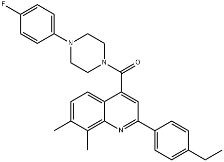 [2-(4-ethylphenyl)-7,8-dimethylquinolin-4-yl]-[4-(4-fluorophenyl)piperazin-1-yl]methanone Struktur