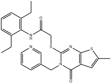 N-(2,6-diethylphenyl)-2-[6-methyl-4-oxo-3-(pyridin-3-ylmethyl)thieno[2,3-d]pyrimidin-2-yl]sulfanylacetamide Struktur