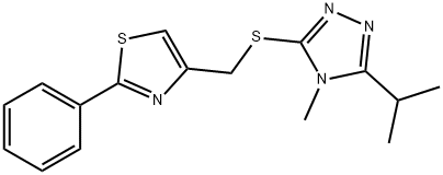 4-[(4-methyl-5-propan-2-yl-1,2,4-triazol-3-yl)sulfanylmethyl]-2-phenyl-1,3-thiazole Struktur