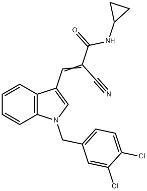 (E)-2-cyano-N-cyclopropyl-3-[1-[(3,4-dichlorophenyl)methyl]indol-3-yl]prop-2-enamide Struktur