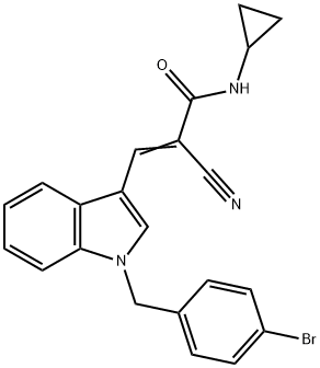 (E)-3-[1-[(4-bromophenyl)methyl]indol-3-yl]-2-cyano-N-cyclopropylprop-2-enamide Struktur