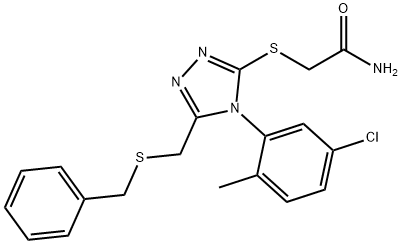 2-[[5-(benzylsulfanylmethyl)-4-(5-chloro-2-methylphenyl)-1,2,4-triazol-3-yl]sulfanyl]acetamide Struktur