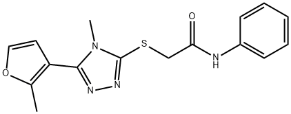 2-[[4-methyl-5-(2-methylfuran-3-yl)-1,2,4-triazol-3-yl]sulfanyl]-N-phenylacetamide Struktur