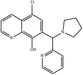 5-chloro-7-[pyridin-2-yl(pyrrolidin-1-yl)methyl]quinolin-8-ol Struktur