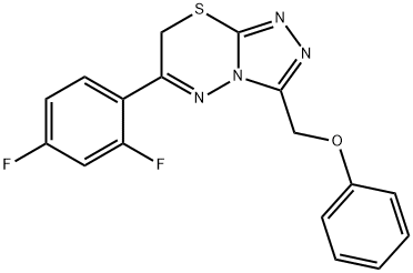 6-(2,4-difluorophenyl)-3-(phenoxymethyl)-7H-[1,2,4]triazolo[3,4-b][1,3,4]thiadiazine Struktur