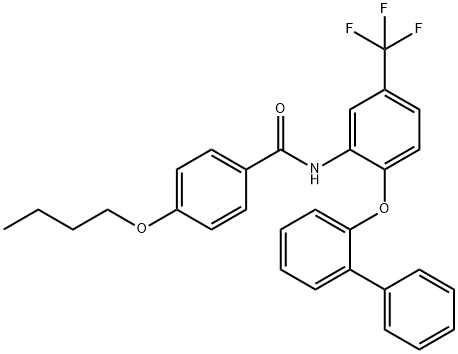 4-butoxy-N-[2-(2-phenylphenoxy)-5-(trifluoromethyl)phenyl]benzamide Structure