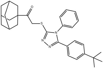 1-(1-adamantyl)-2-[[5-(4-tert-butylphenyl)-4-phenyl-1,2,4-triazol-3-yl]sulfanyl]ethanone Struktur