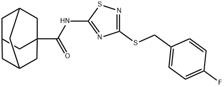 N-[3-[(4-fluorophenyl)methylsulfanyl]-1,2,4-thiadiazol-5-yl]adamantane-1-carboxamide Struktur