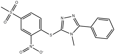 4-methyl-3-(4-methylsulfonyl-2-nitrophenyl)sulfanyl-5-phenyl-1,2,4-triazole Struktur