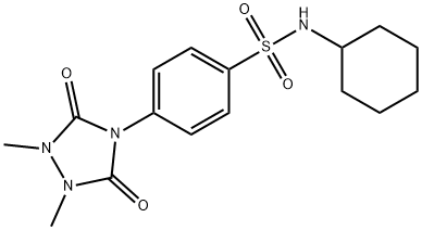 N-cyclohexyl-4-(1,2-dimethyl-3,5-dioxo-1,2,4-triazolidin-4-yl)benzenesulfonamide Struktur