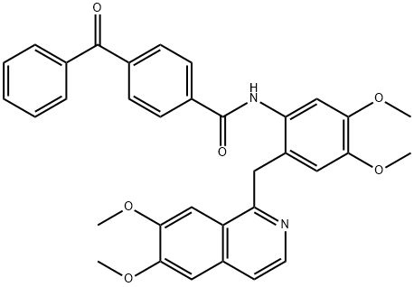 4-benzoyl-N-[2-[(6,7-dimethoxyisoquinolin-1-yl)methyl]-4,5-dimethoxyphenyl]benzamide Struktur